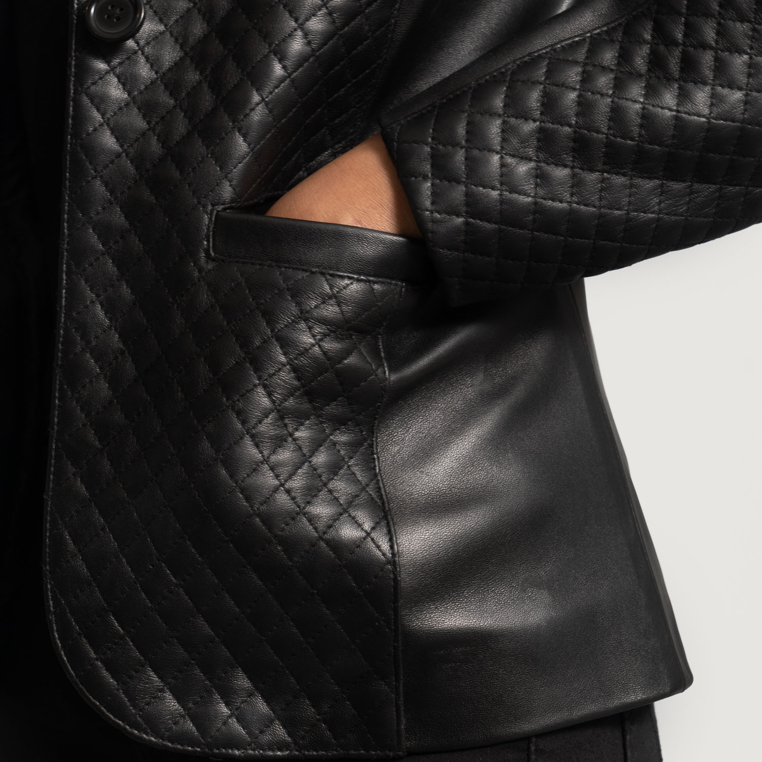Andi Quilted Black Leather Blazer - Image 5