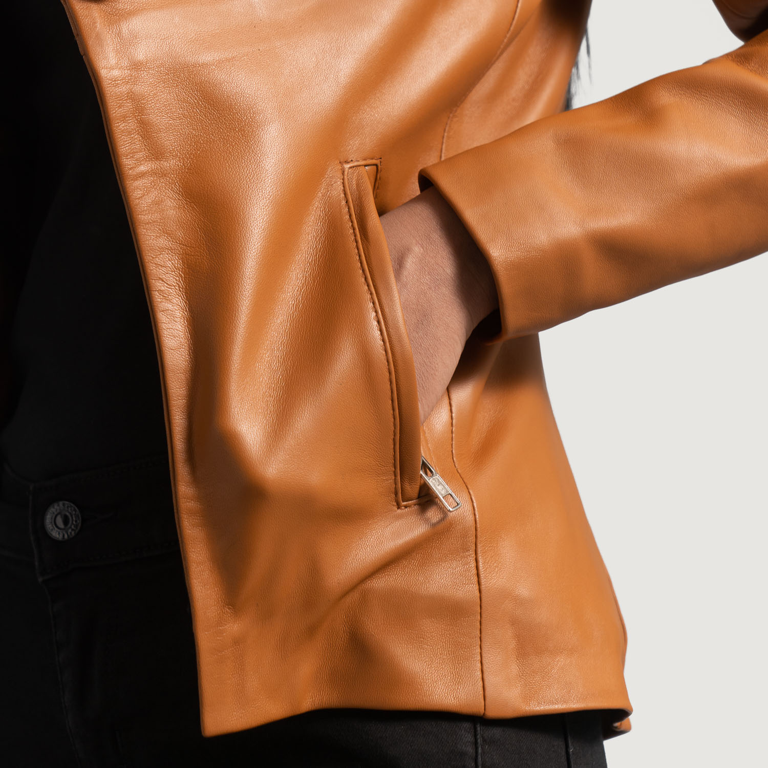 Mia Qualitied Brown Leather Blazer - Image 5