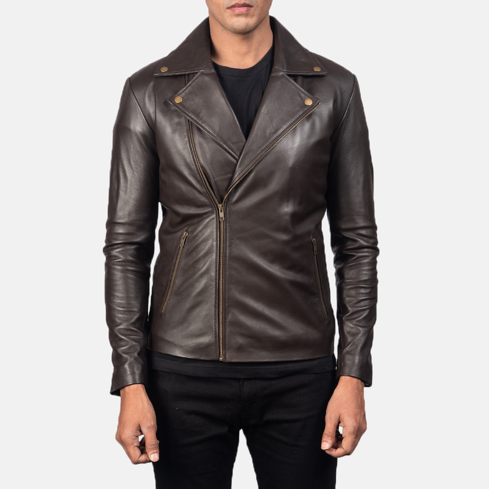 Michael Brown Leather Biker Jacket - Image 2