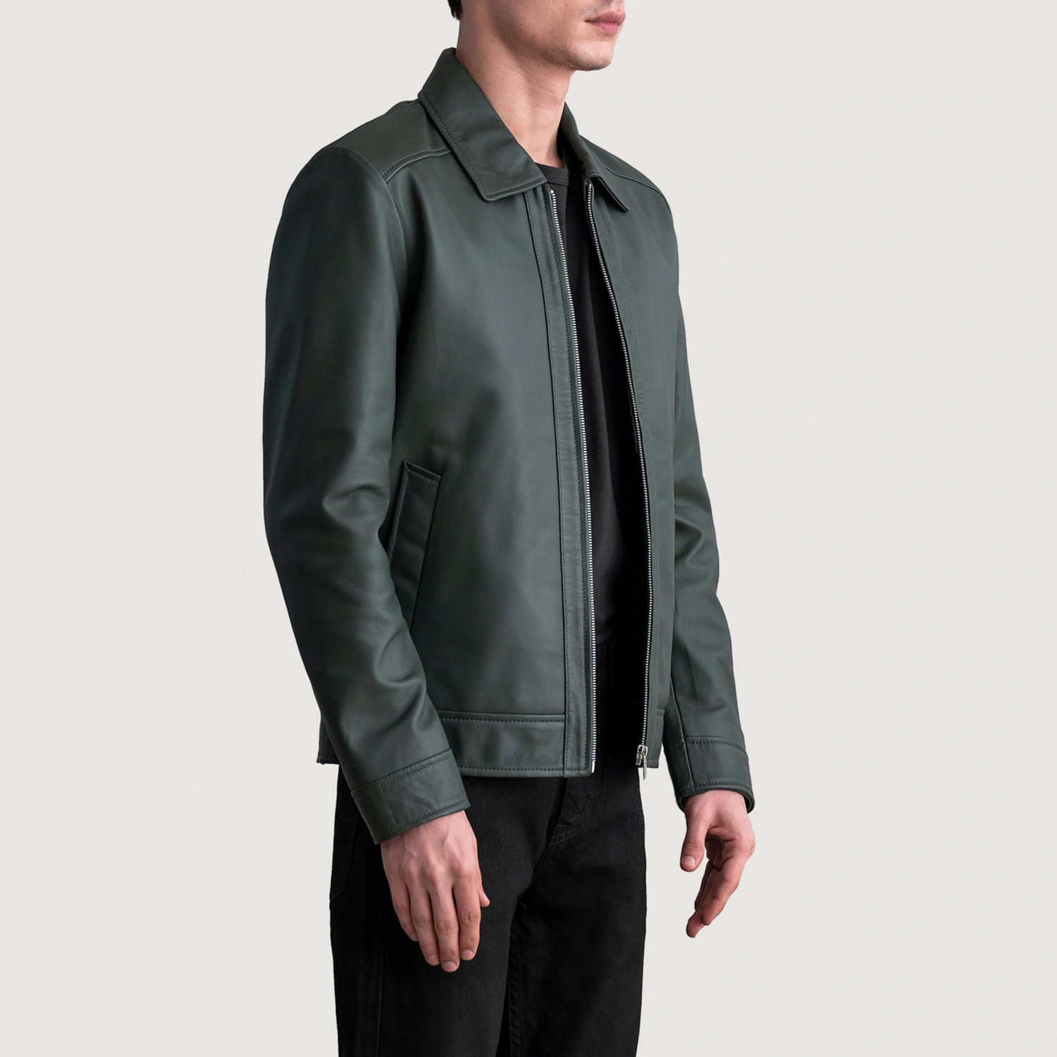 Henry Green Leather Biker Jacket - Image 3