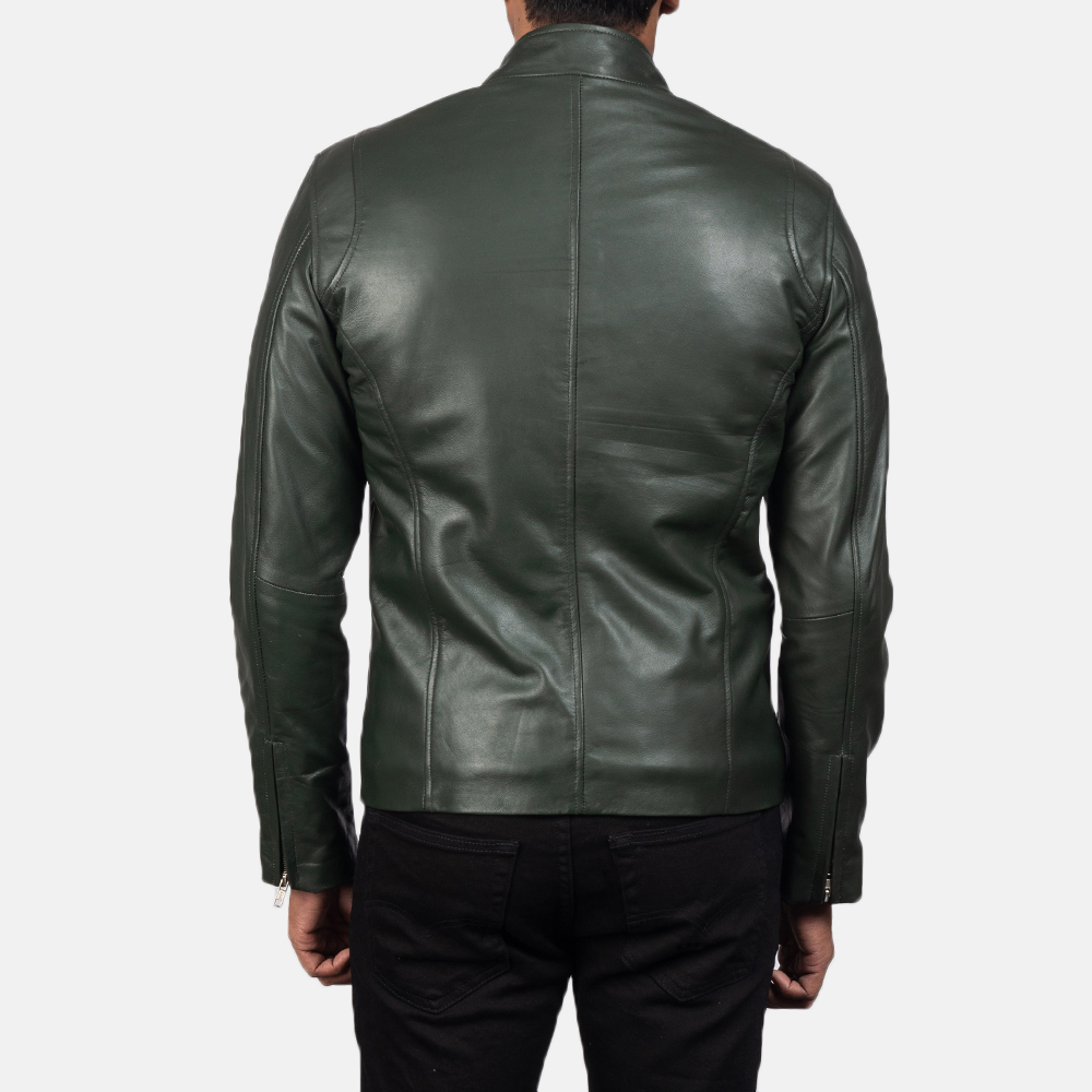 Liam Green Leather Biker Jacket - Image 5