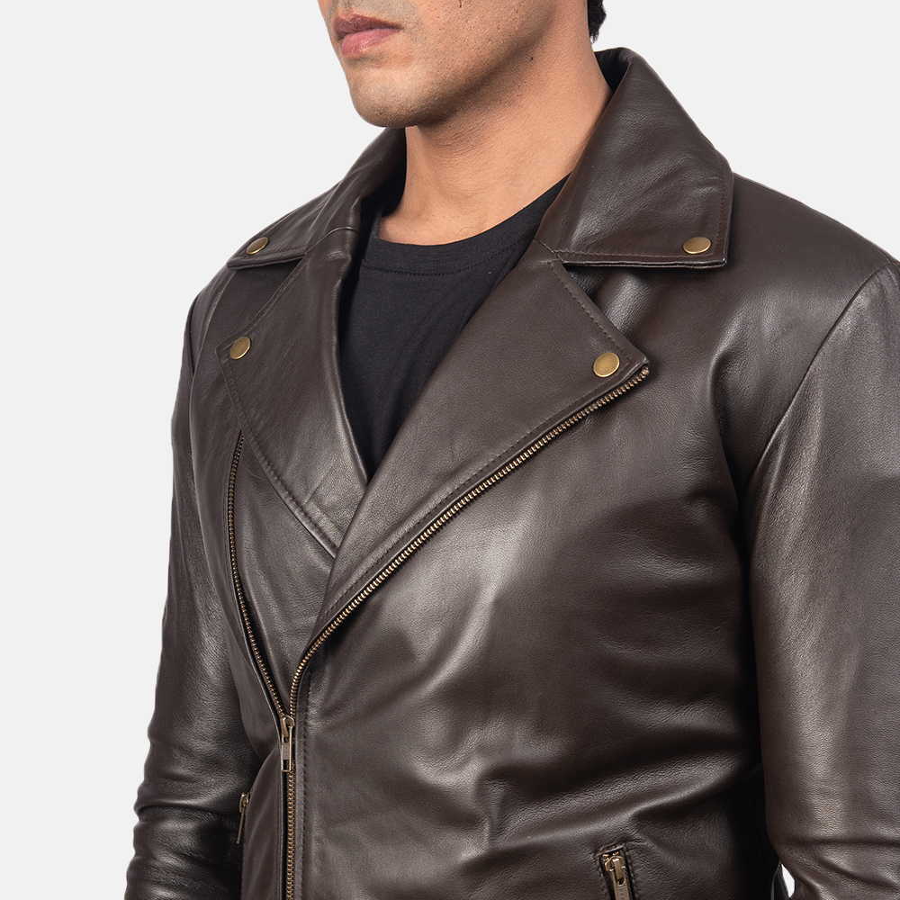 Michael Brown Leather Biker Jacket - Image 4