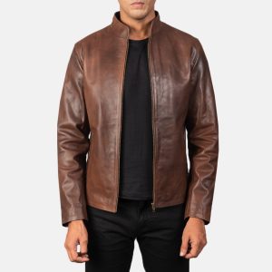Levi Brown Leather Biker Jacket