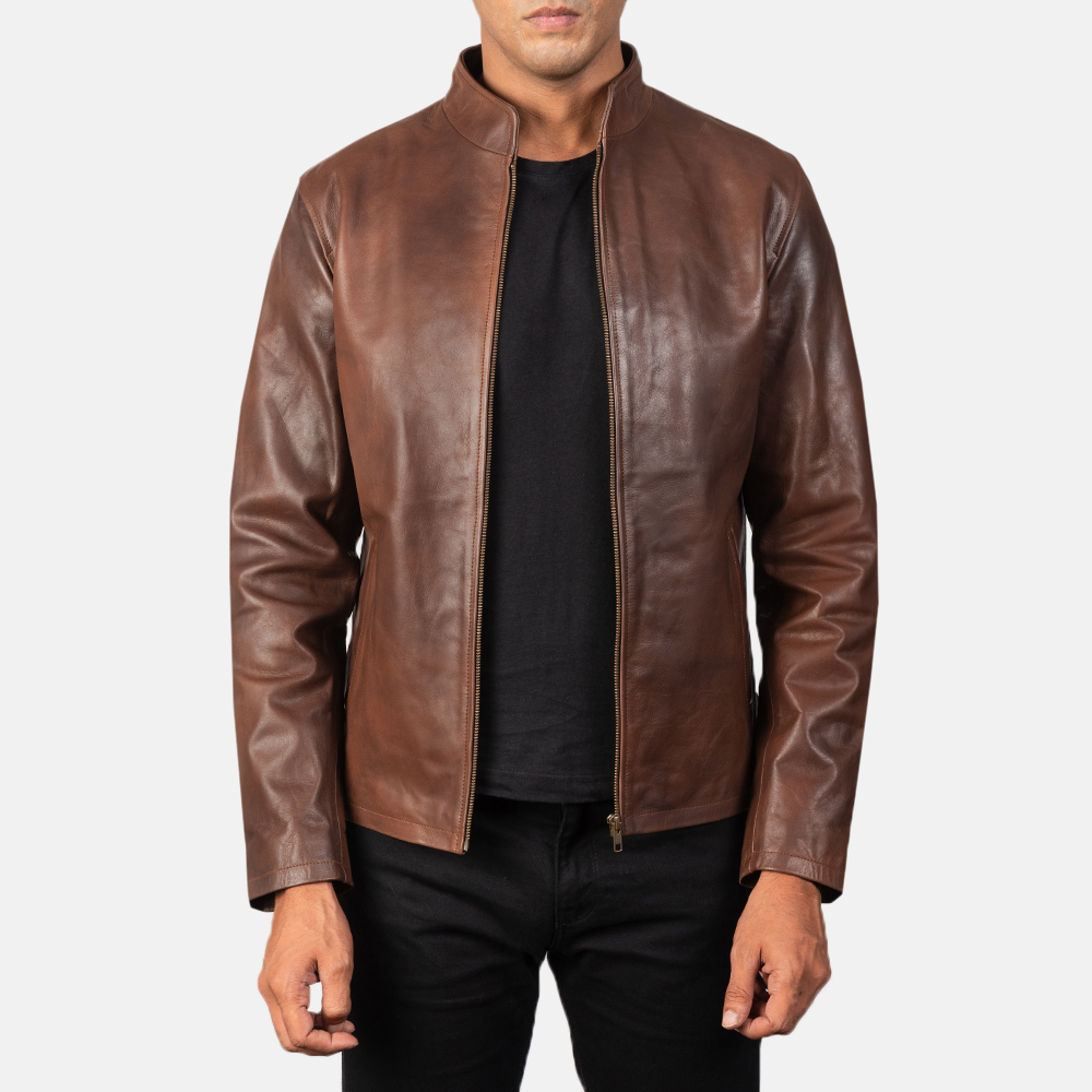 Levi Brown Leather Biker Jacket