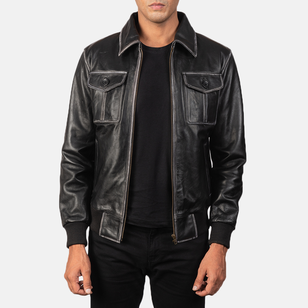 Oliver Black Leather Bomber Jacket