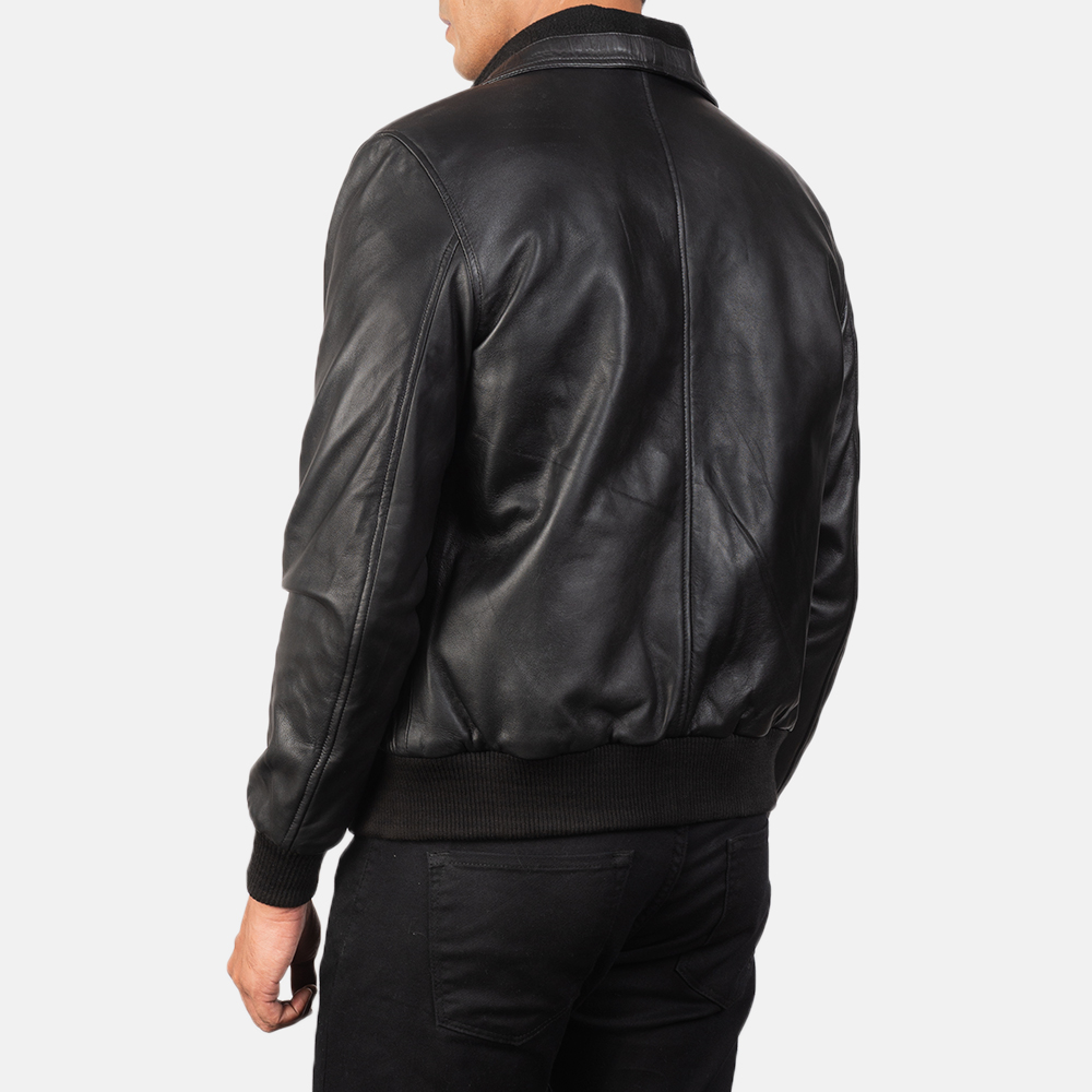 William Black Leather Bomber Jacket - Image 5