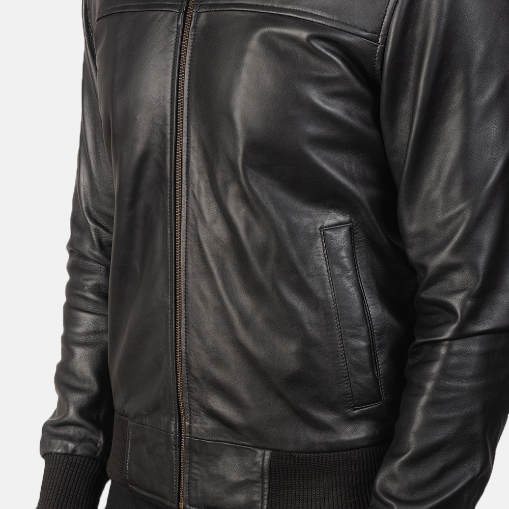 William Black Leather Bomber Jacket - Image 4