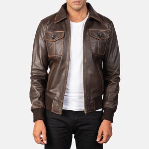 Oliver Brown Leather Bomber Jacket