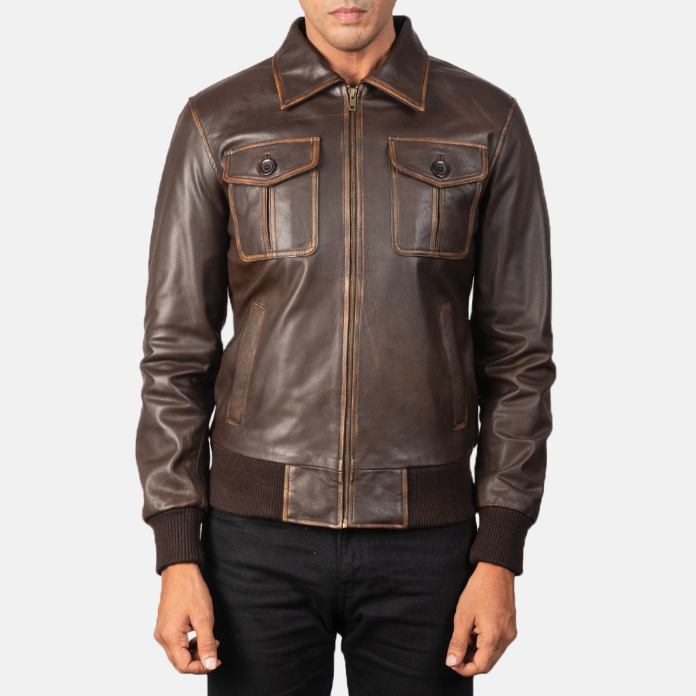Oliver Brown Leather Bomber Jacket - Image 2