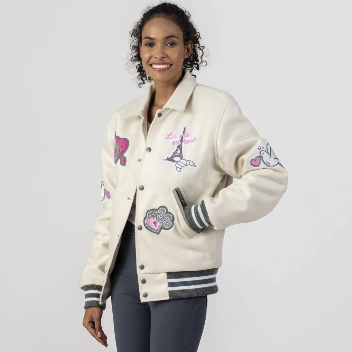 Paris Customized Women Letterman Jacket - Image 2